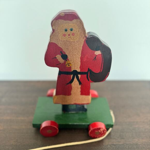 Vintage Santa Claus Pull Toy Wooden Christmas Nostalgic St. Nick - Picture 3 of 15